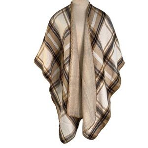 Woolrich Plaid Open Front Poncho - Sz One Size